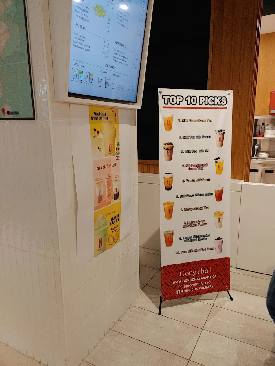 Menu, Gong Cha Chinook - Bubble tea