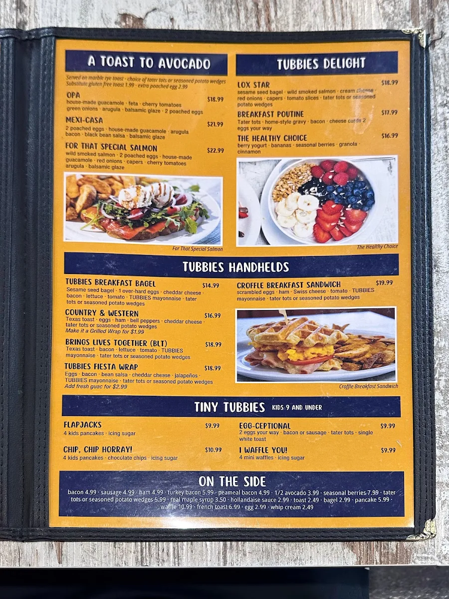 Menu, Tubbies Big Breakfast Lunch & Dairy Bar - Vaughan