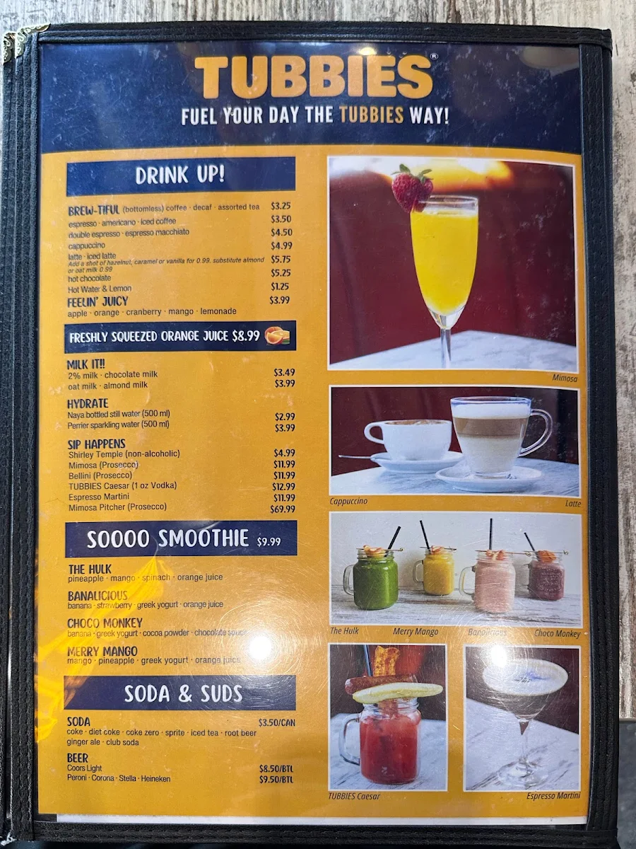 Menu, Tubbies Big Breakfast Lunch & Dairy Bar - Vaughan
