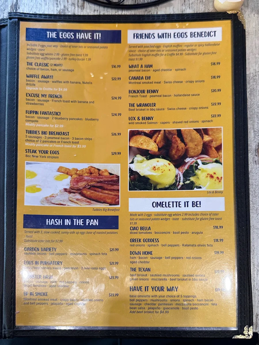Menu, Tubbies Big Breakfast Lunch & Dairy Bar - Vaughan