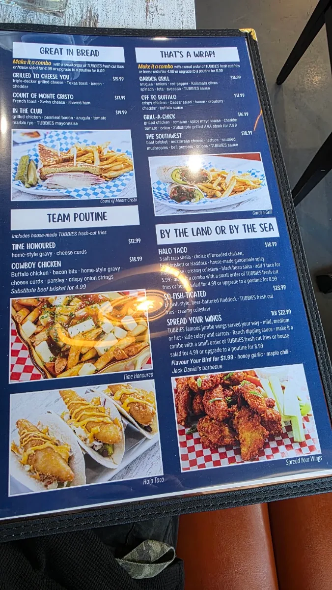 Menu, Tubbies Big Breakfast Lunch & Dairy Bar - Vaughan