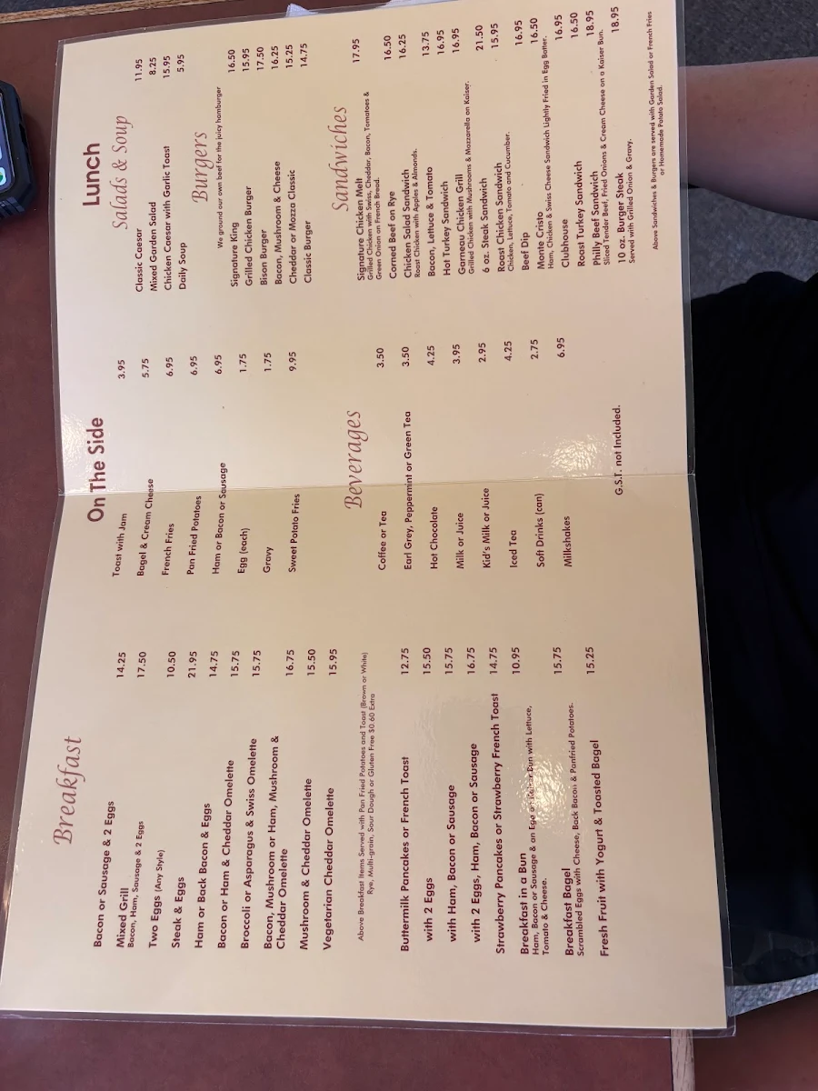 Menu, Rick & Alice's Grill