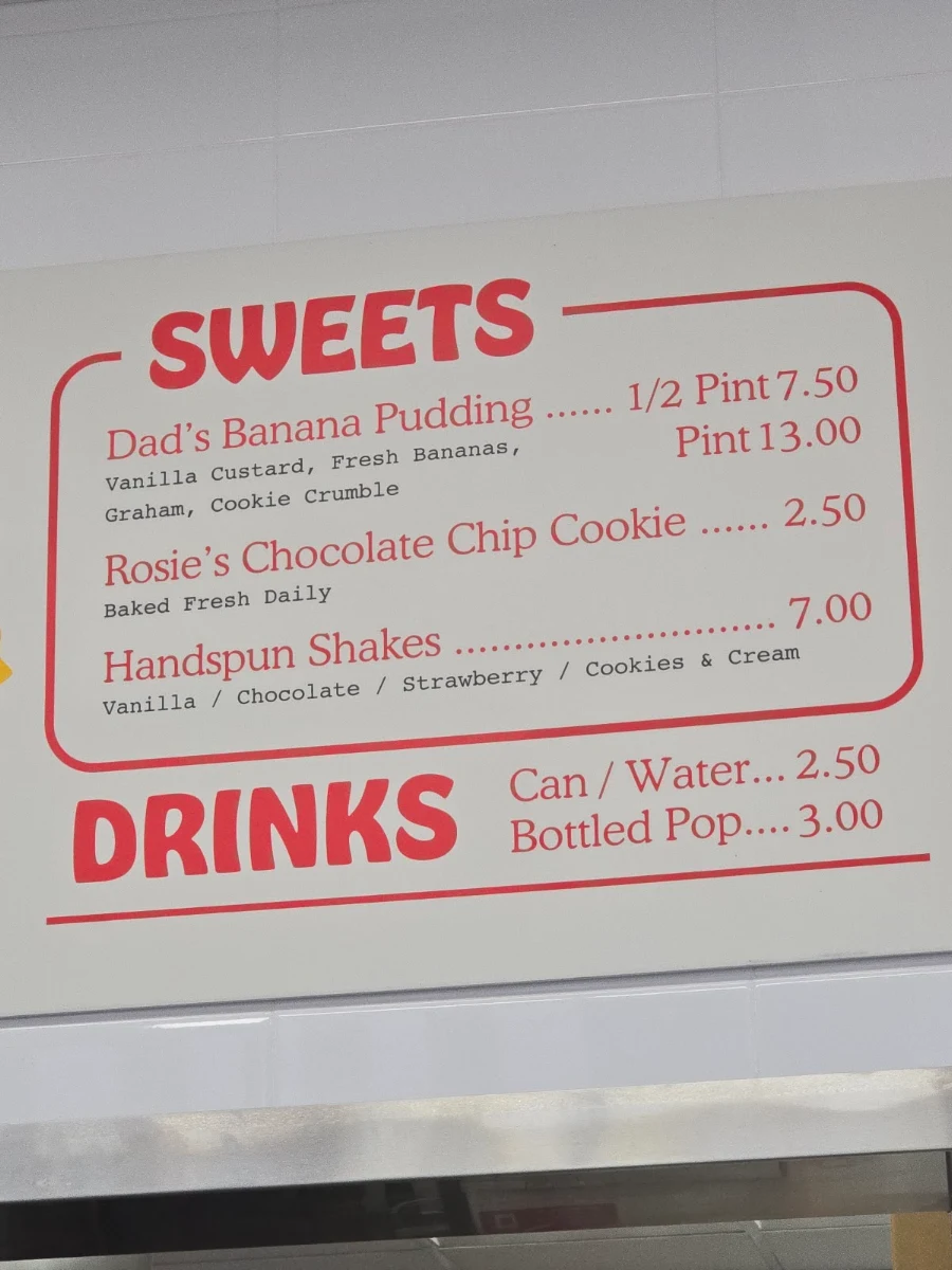 Menu, Rosie’s Burgers - Appleby