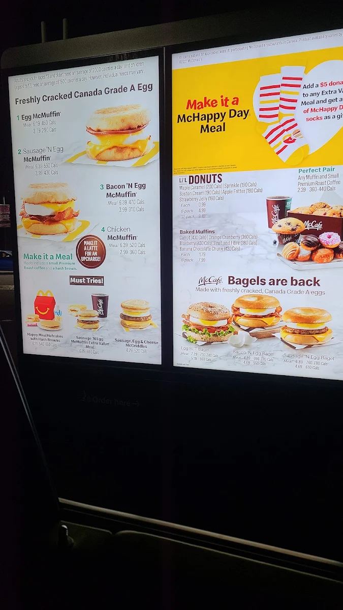 Menu, McDonald's