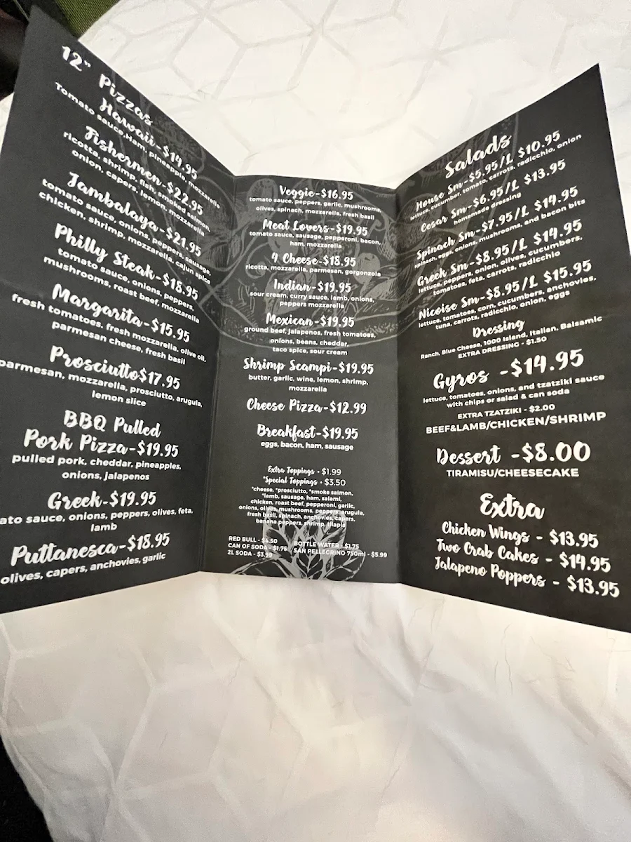 Menu, Mia Pizza