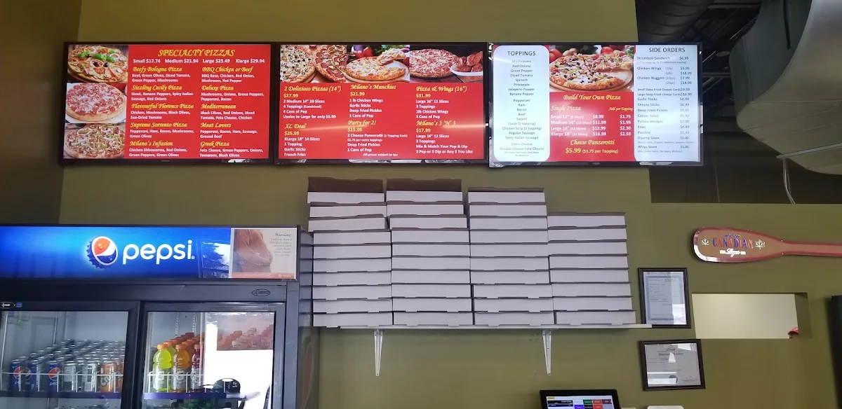 Menu, Milano Pizza & Wings