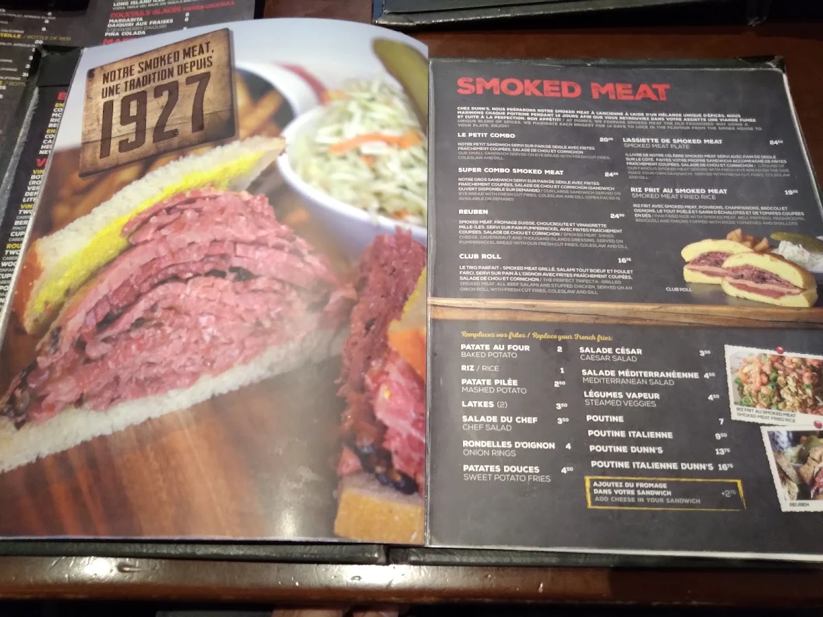 Menu, Dunn's Famous