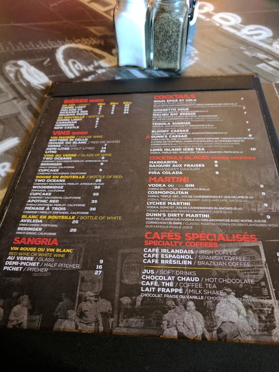 Menu, Dunn's Famous