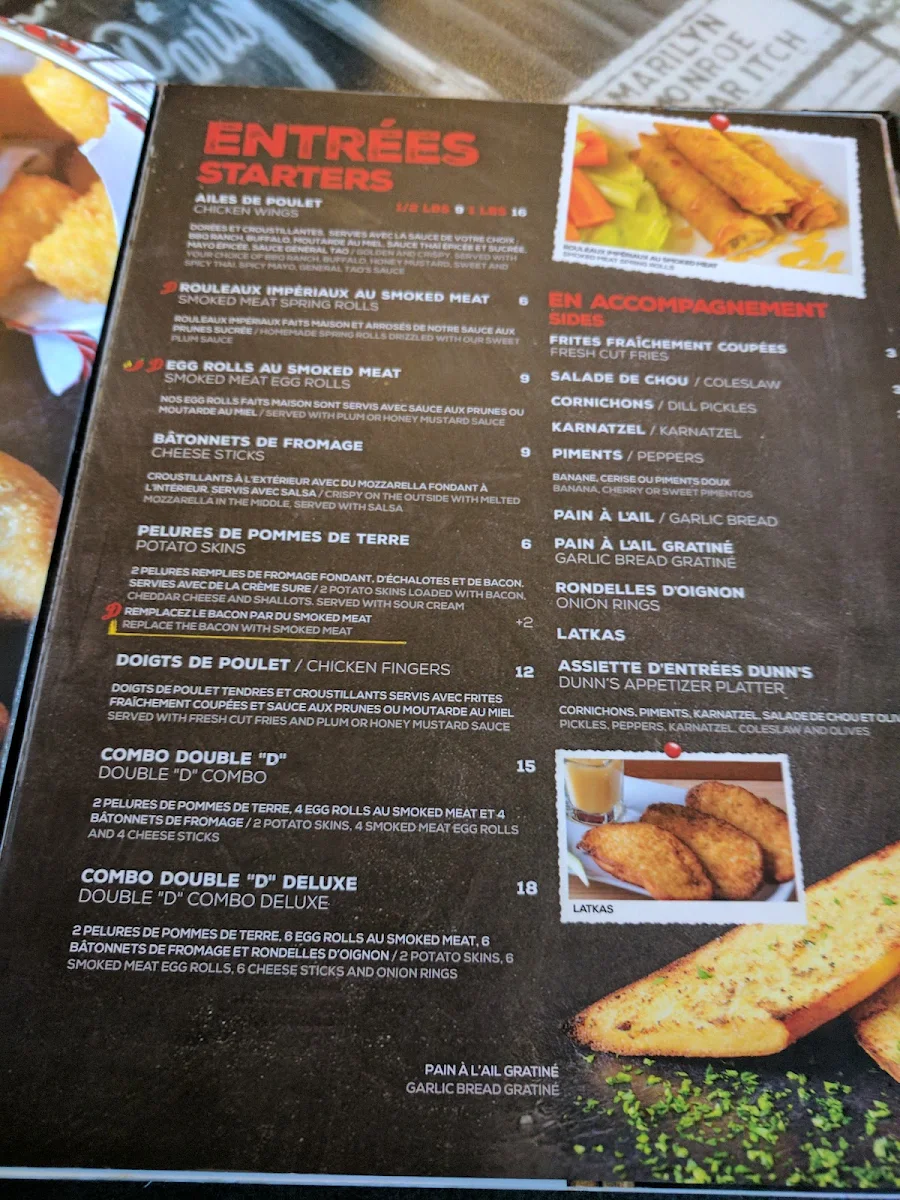 Menu, Dunn's Famous