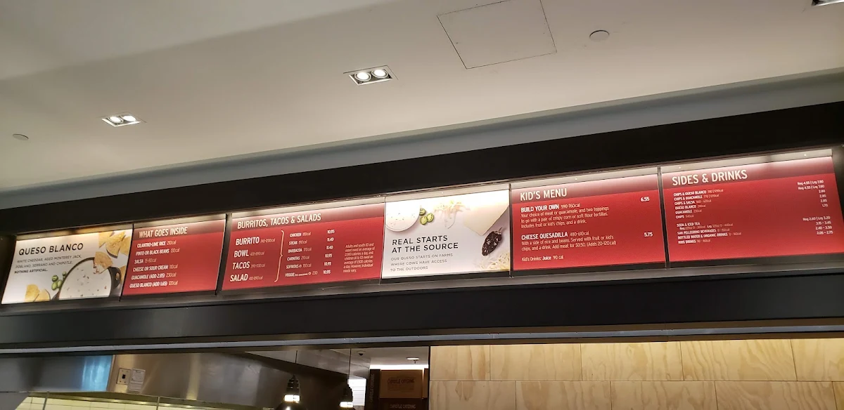 Menu, Chipotle Mexican Grill