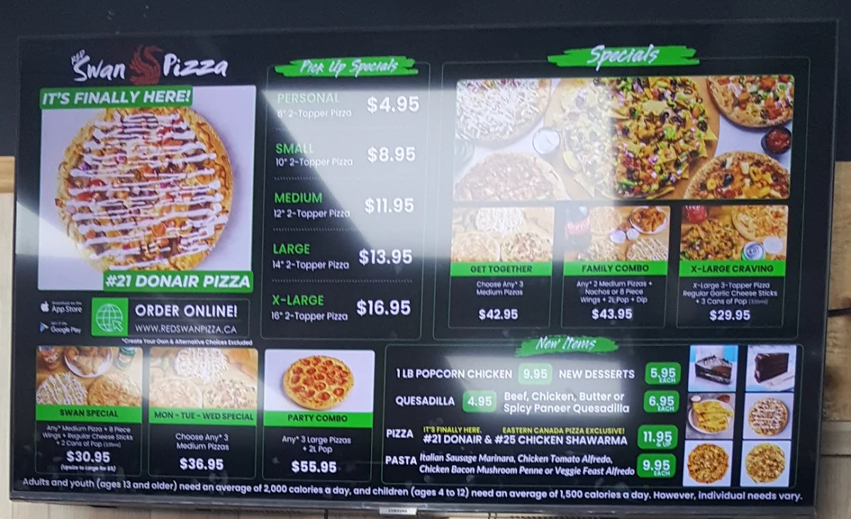 Menu, Red Swan Pizza - Chatham