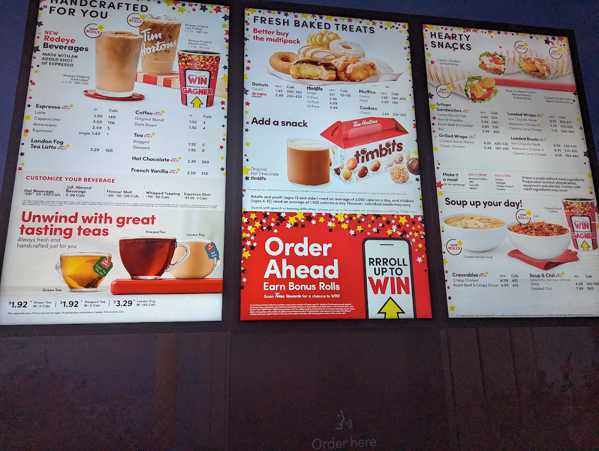 Menu, Tim Hortons