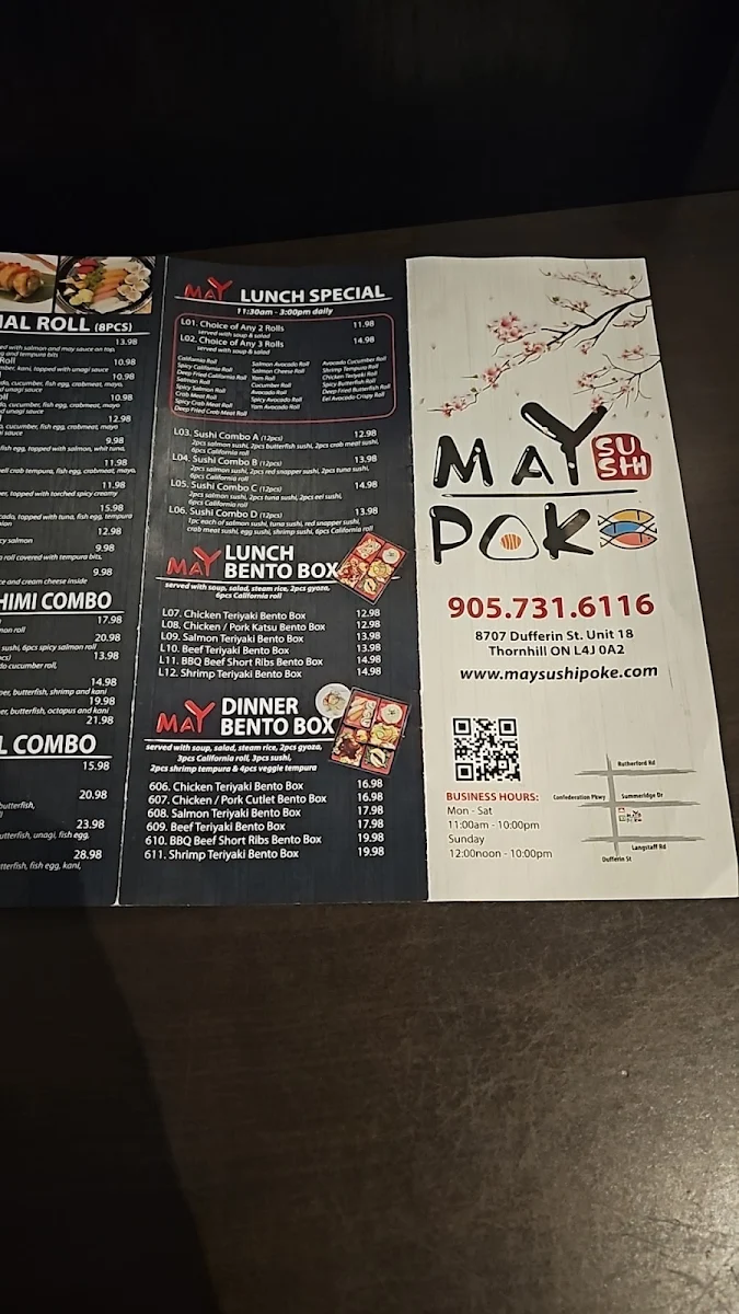 Menu, May Sushi & Poke