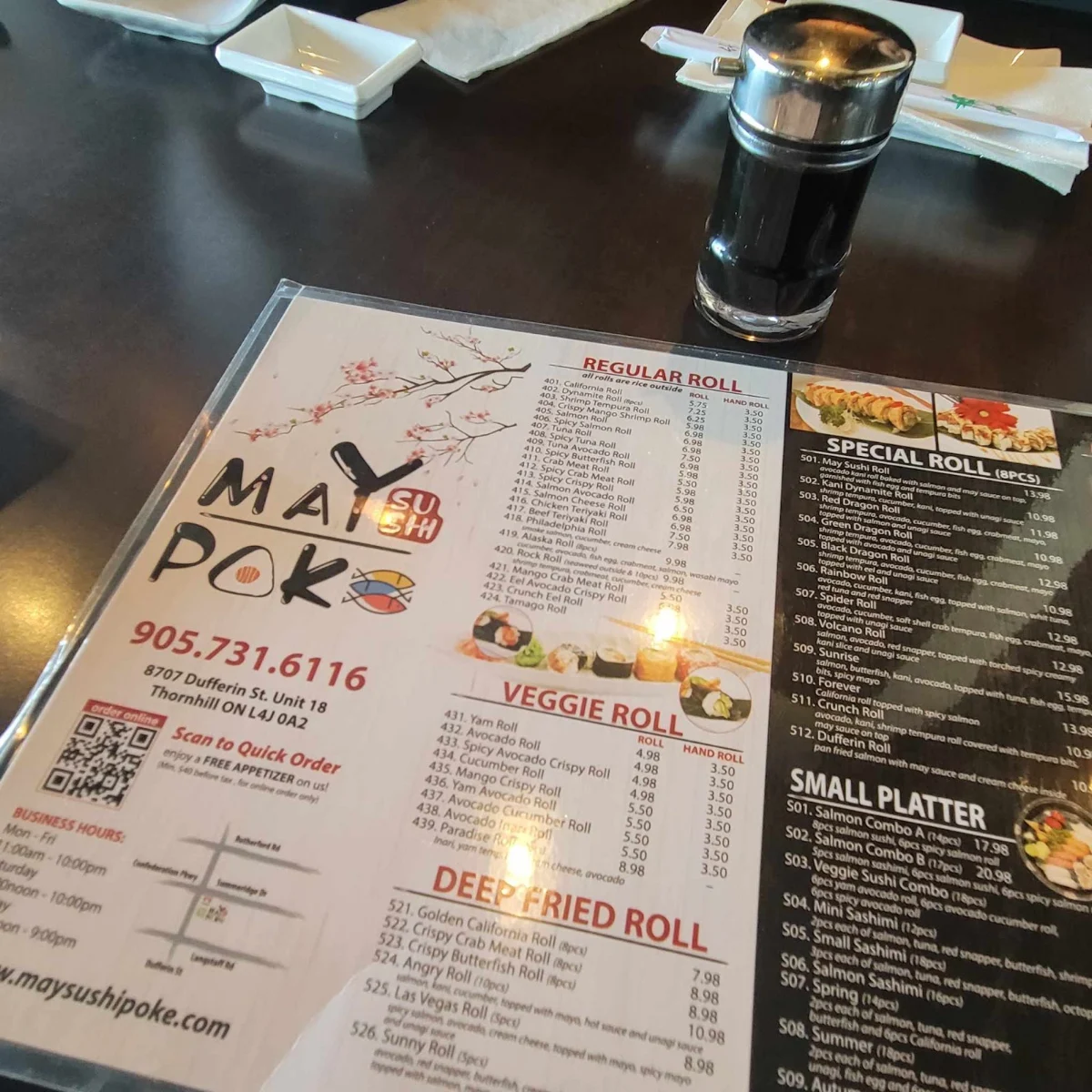 Menu, May Sushi & Poke