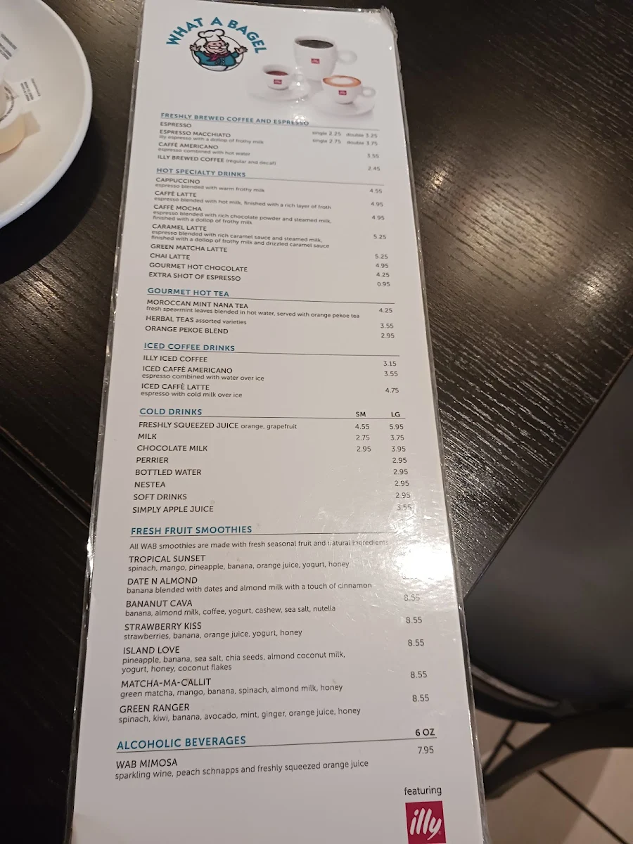 Menu, What A Bagel Eatery - Thornhill