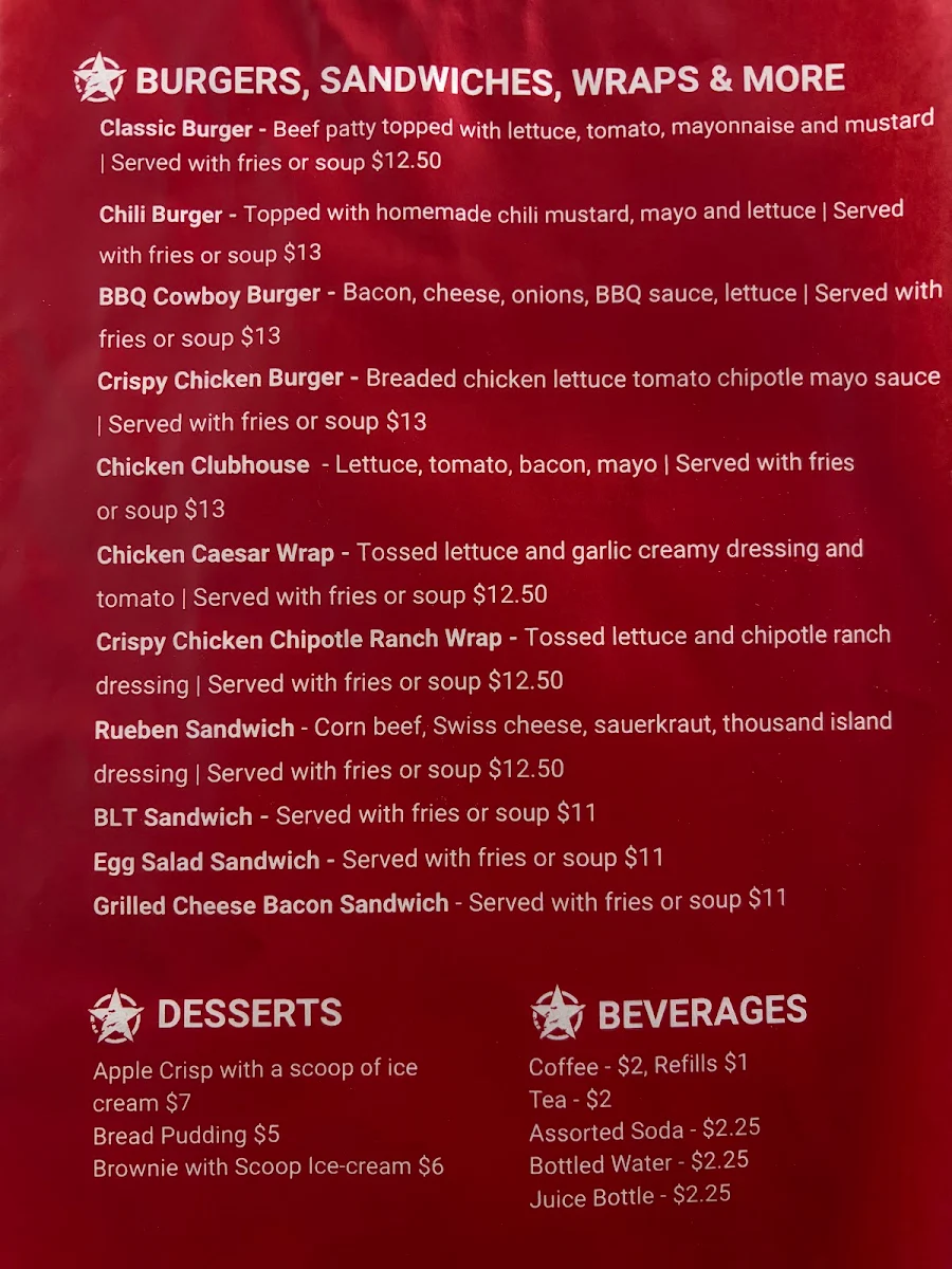 Menu, The Canteen Cafe