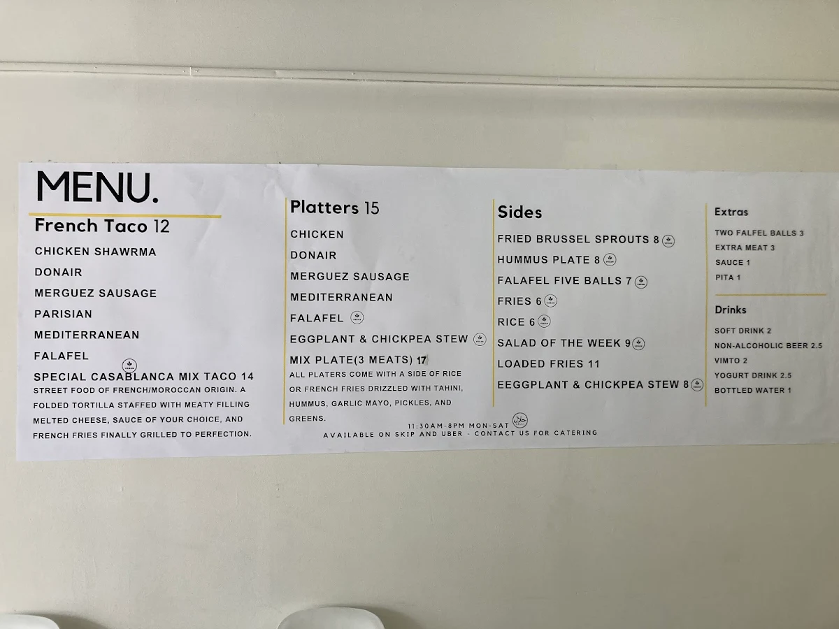 Menu, Lemon Tahini