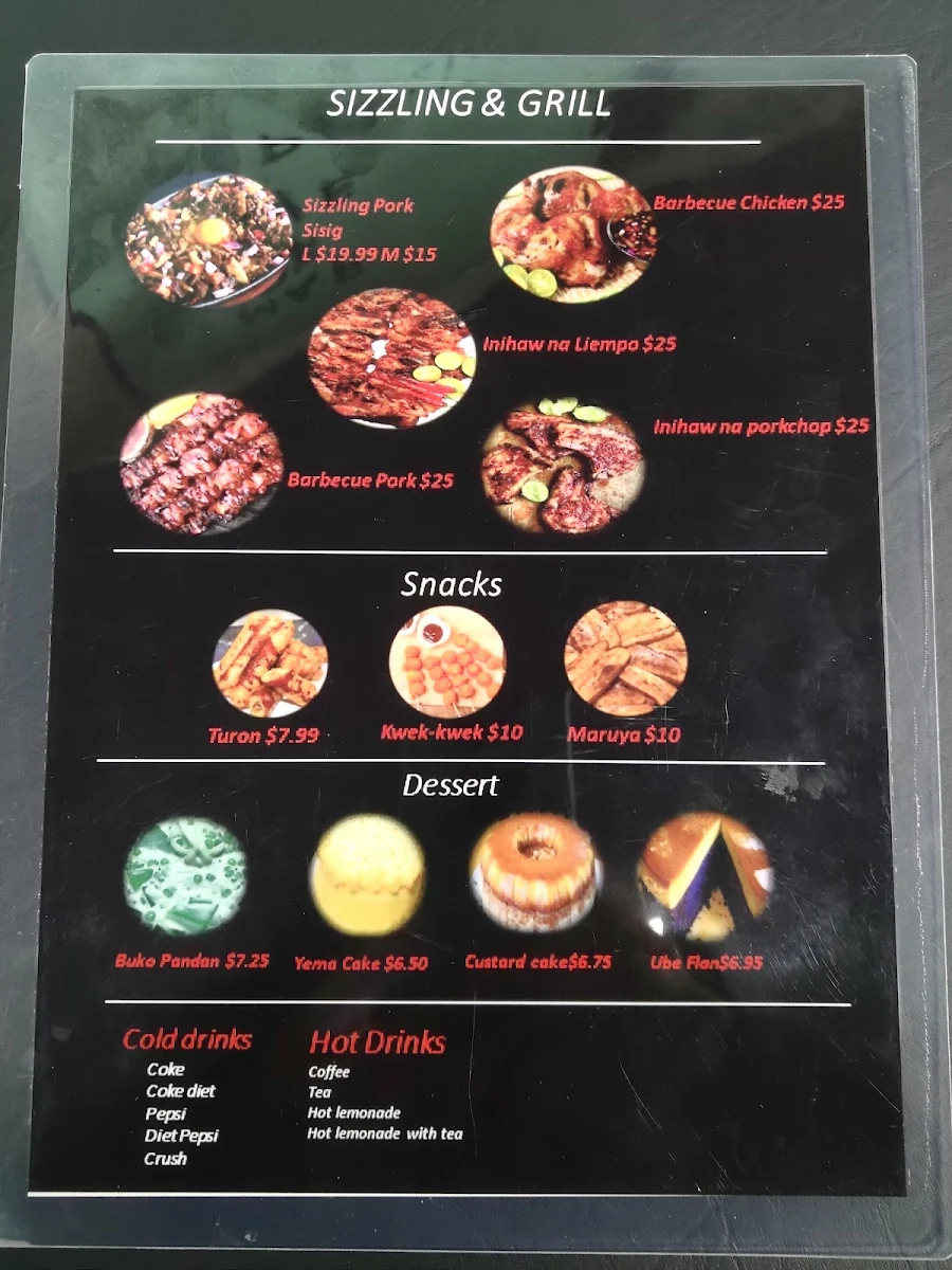 Menu, Giga's Pinoy Carinderia