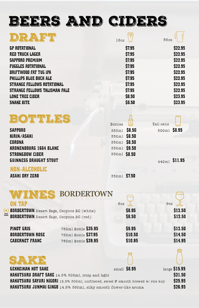 Menu, The General Public Sushi Lodge