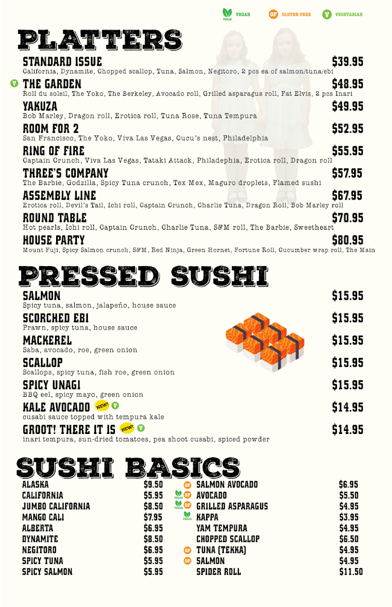 Menu, The General Public Sushi Lodge