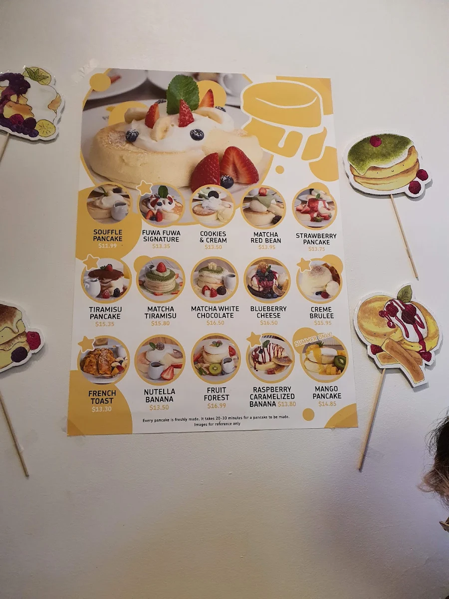Menu, Fuwa Fuwa Japanese Pancakes
