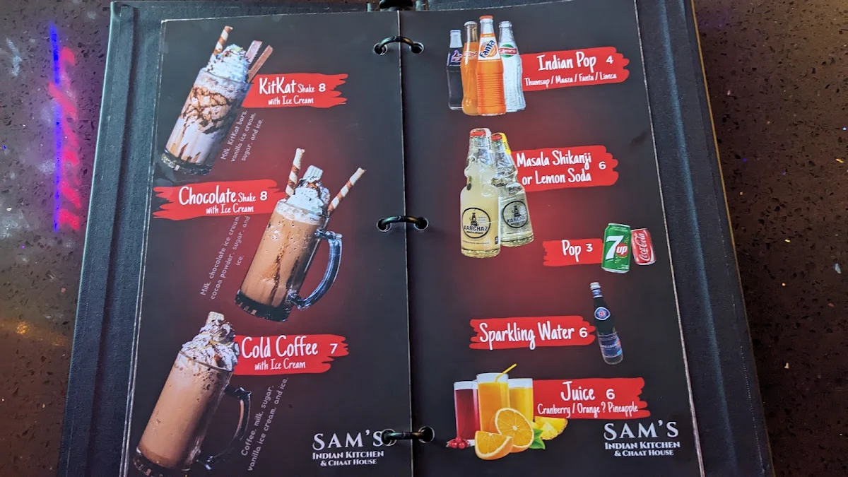 Menu, Sam's Chaat House
