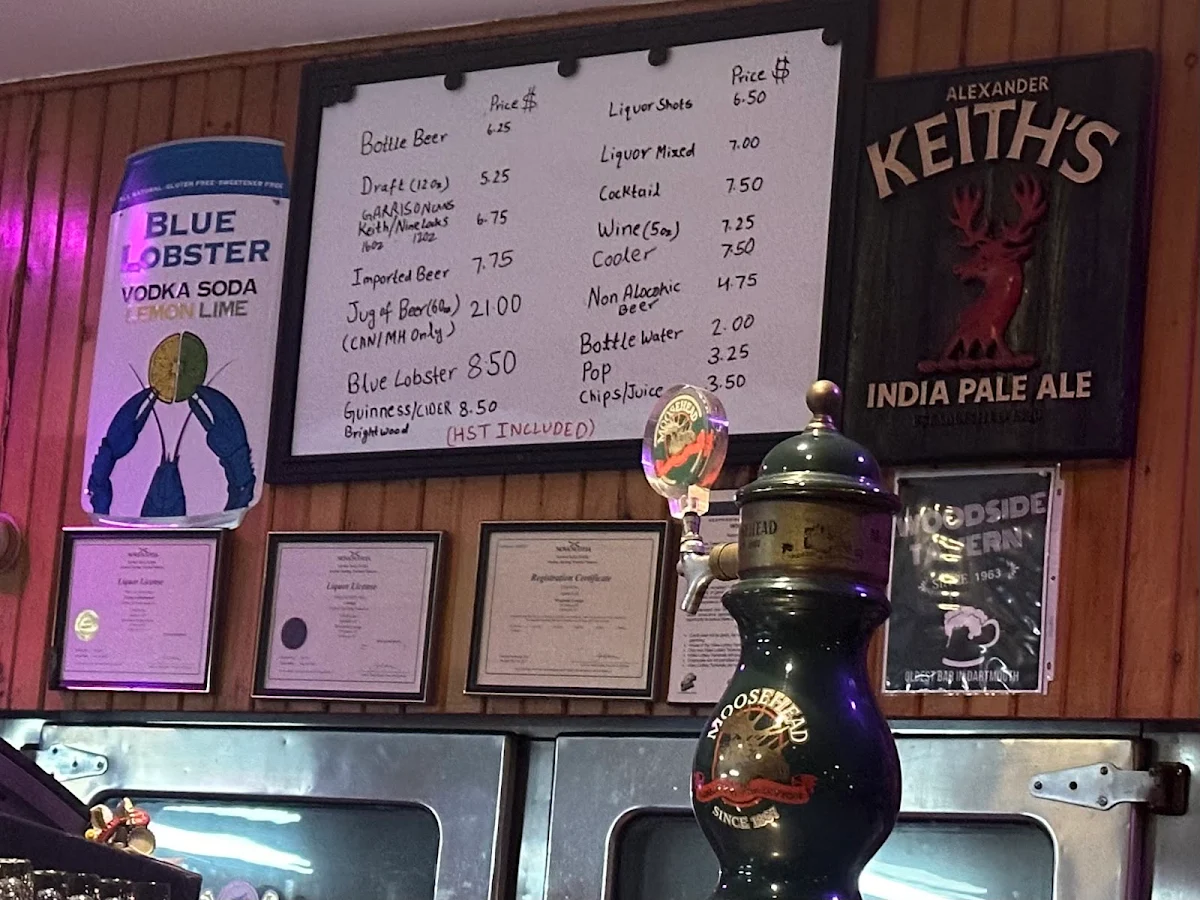 Menu, Woodside Tavern