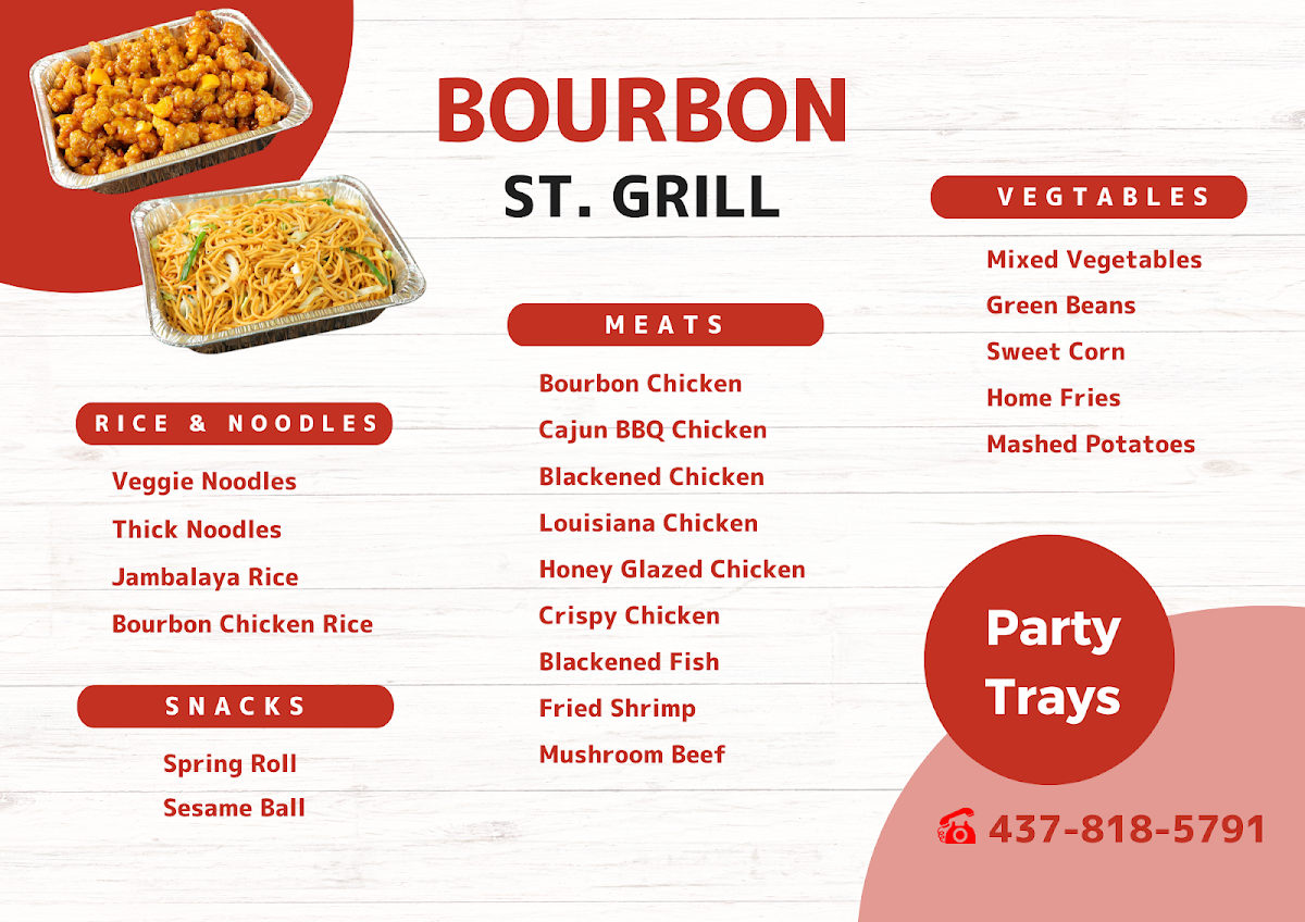 Menu, Bourbon St Grill