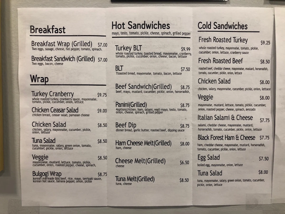 Menu, Lunch Bucket Deli