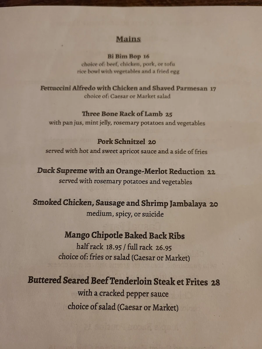 Menu, The Swan At Carp