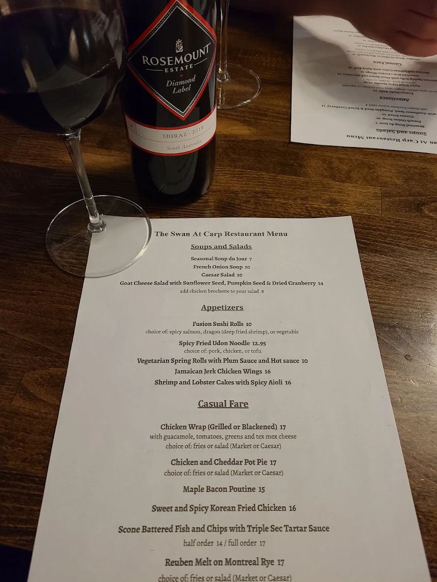 Menu, The Swan At Carp