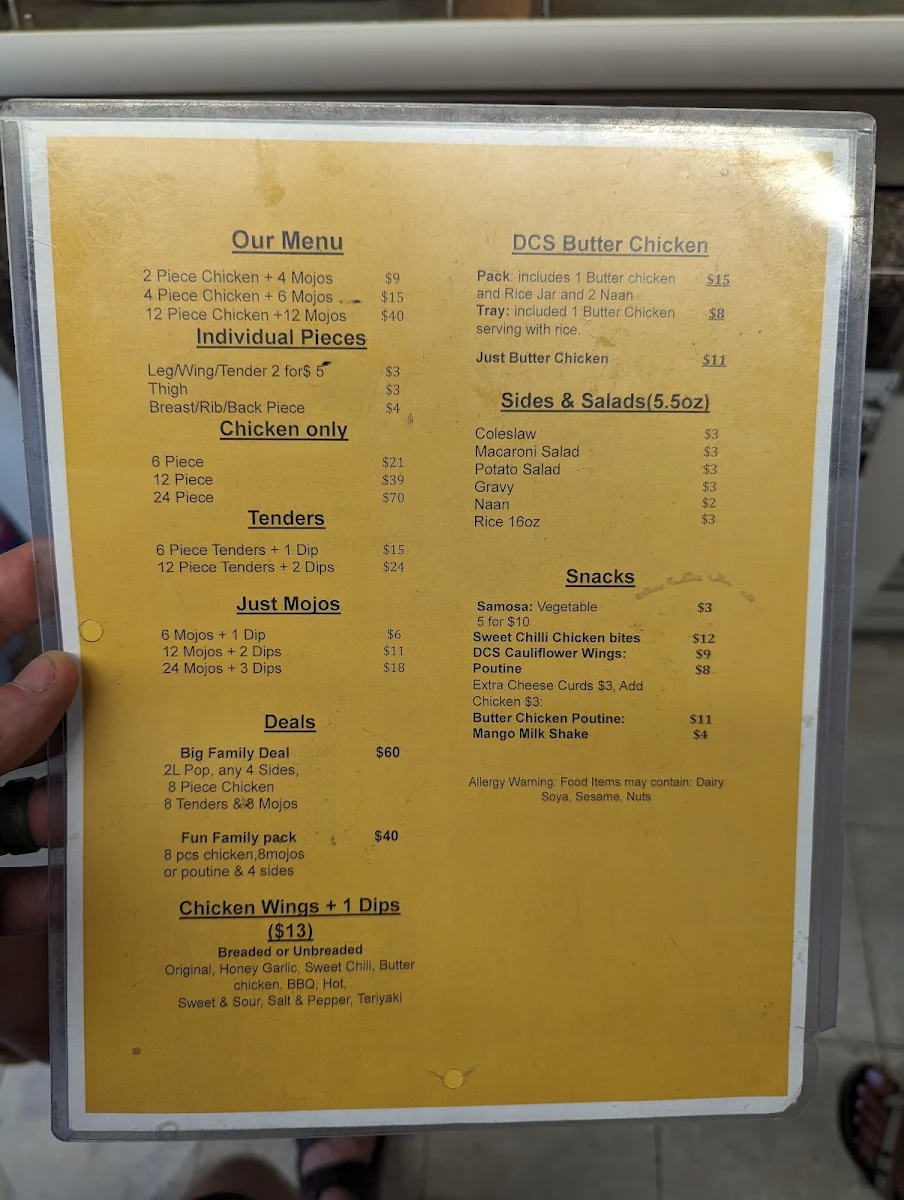 Menu, DCS CHICKEN