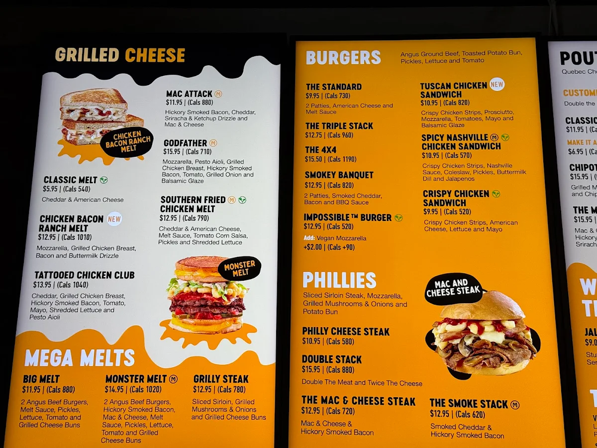 Menu, Meltwich Food Co