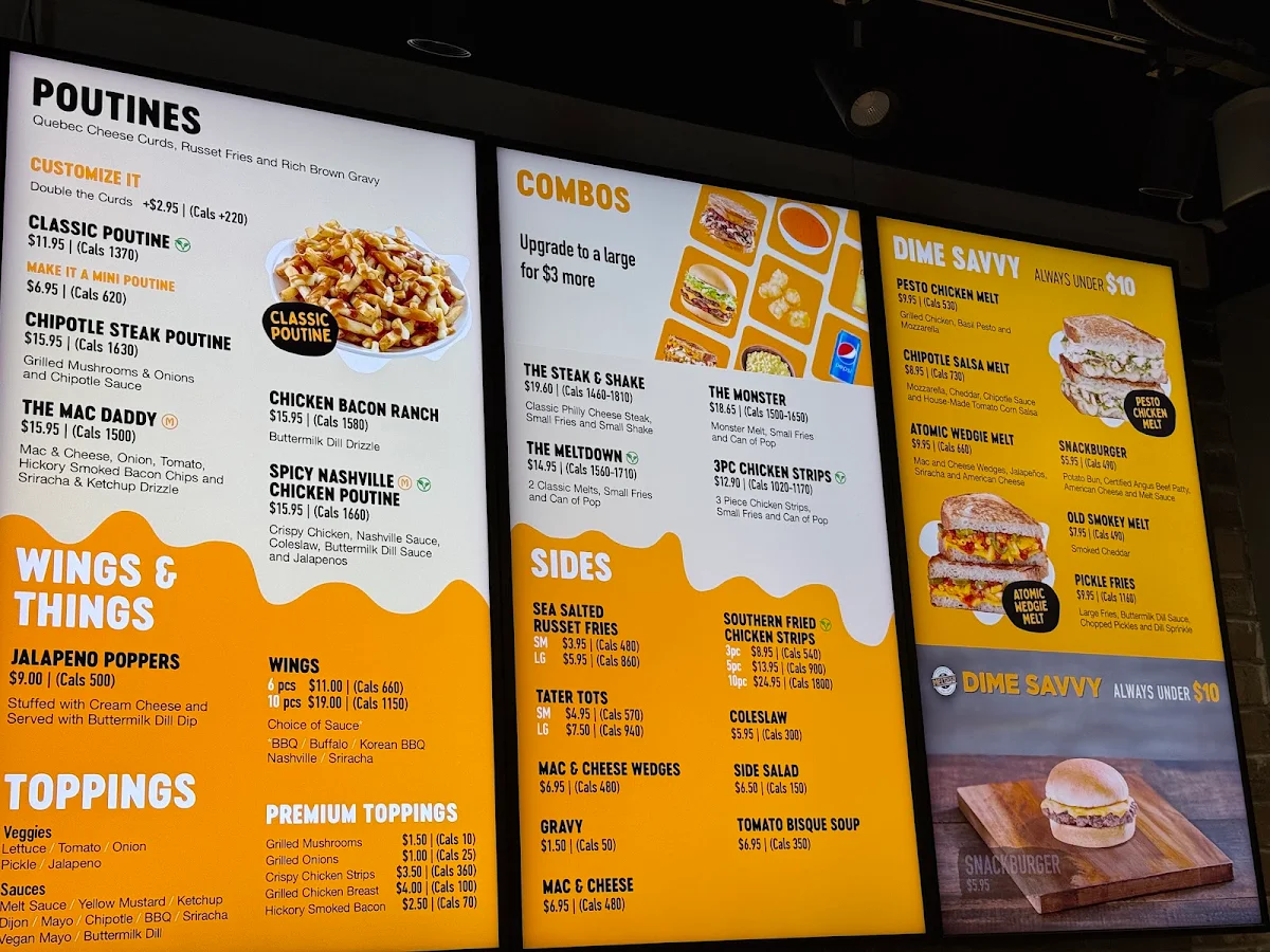 Menu, Meltwich Food Co