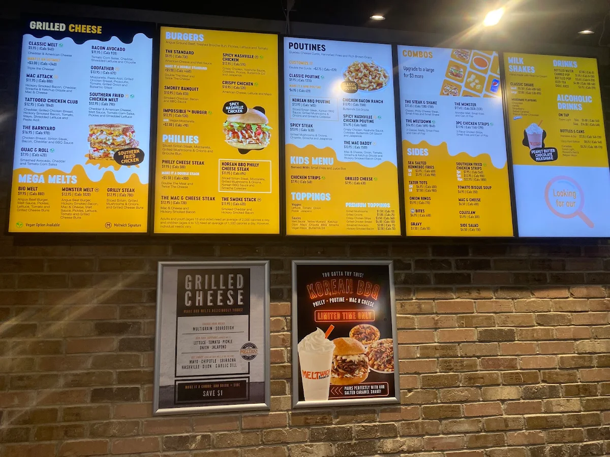 Menu, Meltwich Food Co