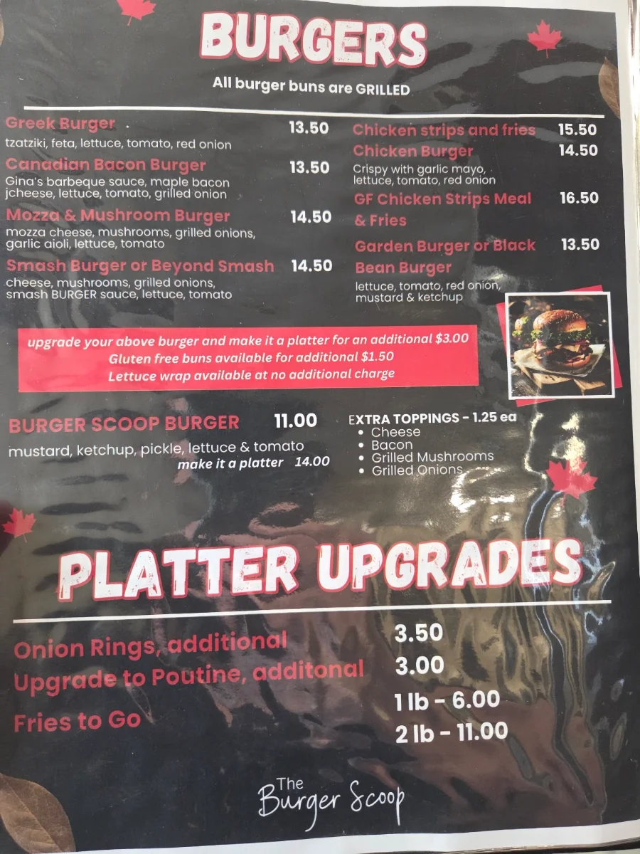 Menu, Burger scoop