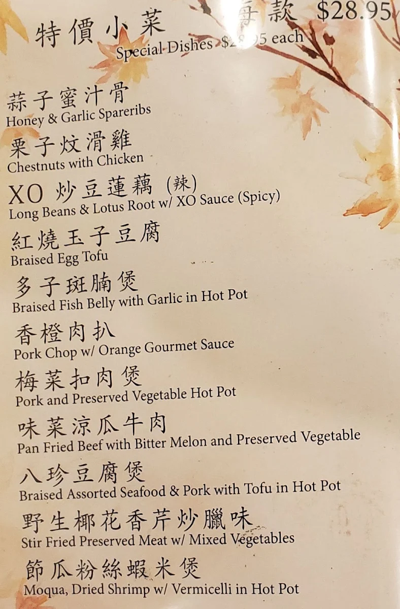 Menu, Golden Ocean Seafood Restaurant