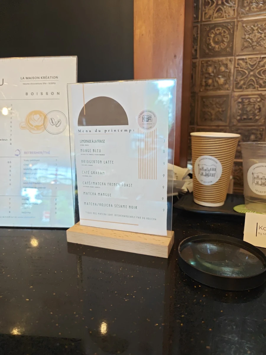 Menu, La Maison Kréation