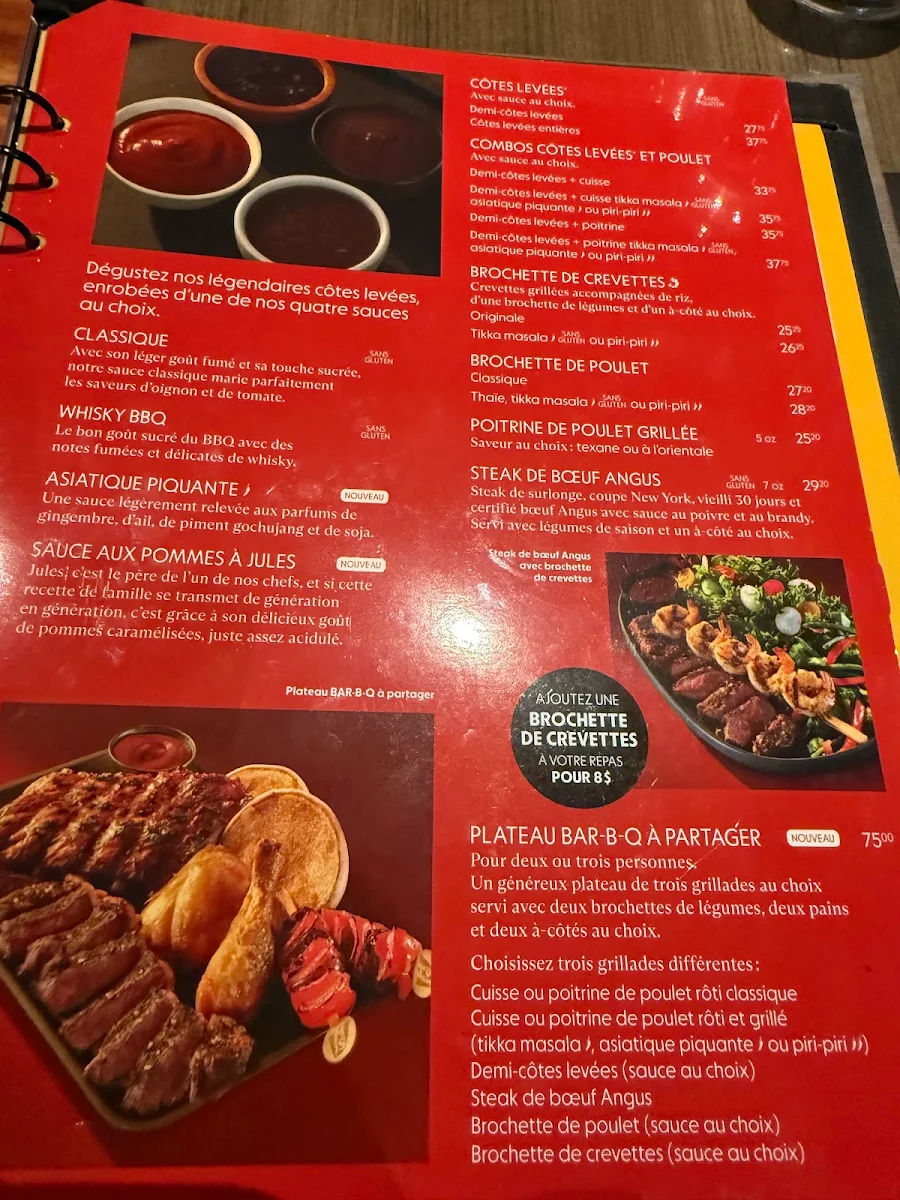 Menu, Rôtisserie St-Hubert