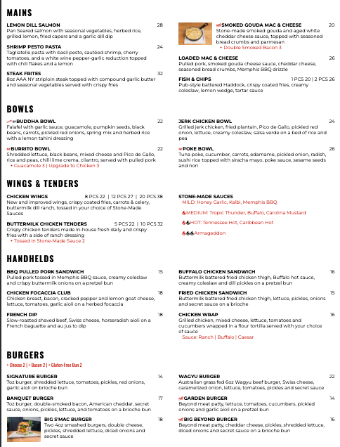Menu, The Stone Lion