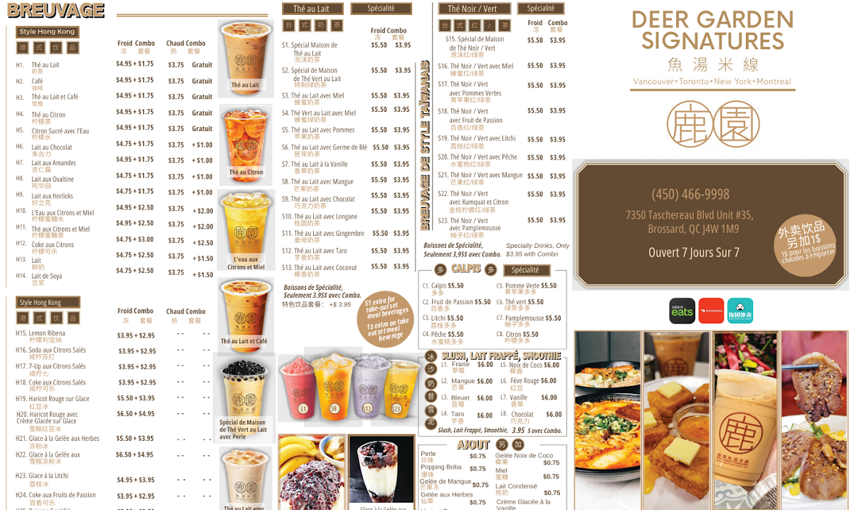 Menu, Deer Garden Signatures Soupe et Nouilles Restaurant