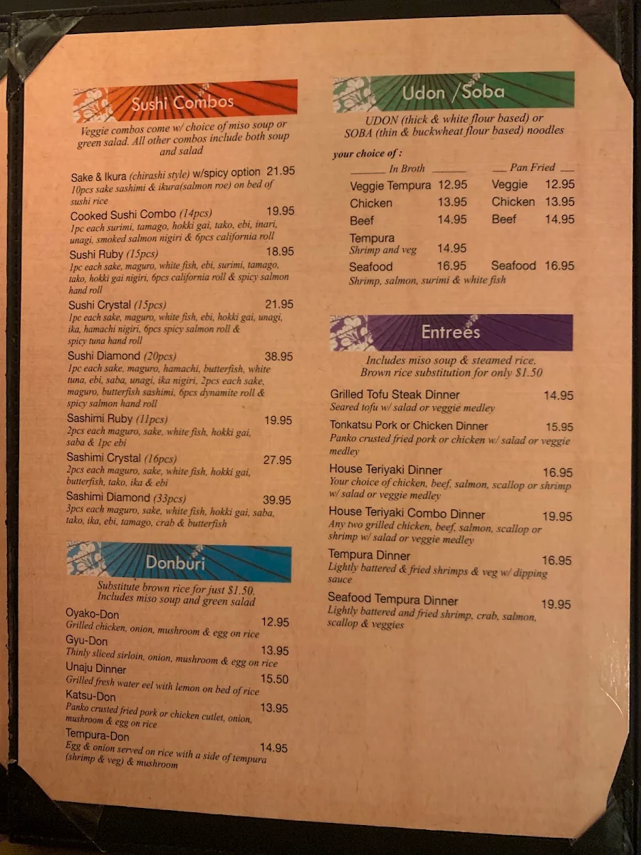 Menu, Wasabi House Quinpool