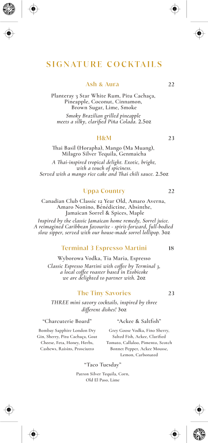 Menu, Suite 115
