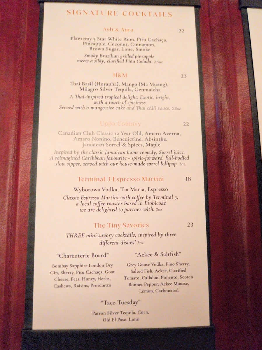 Menu, Suite 115