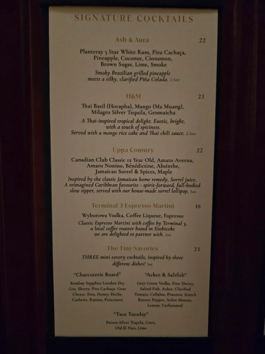 Menu, Suite 115