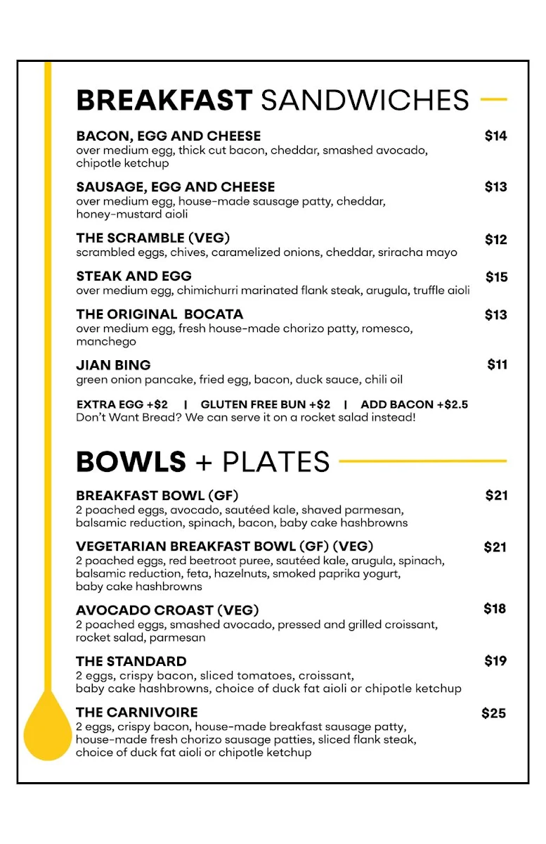 Menu, The Breakfast Shop