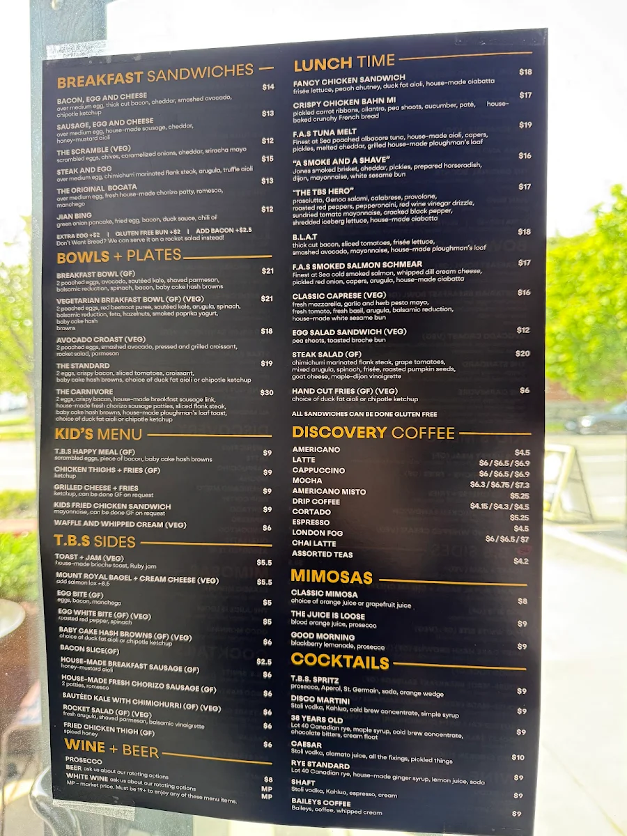 Menu, The Breakfast Shop