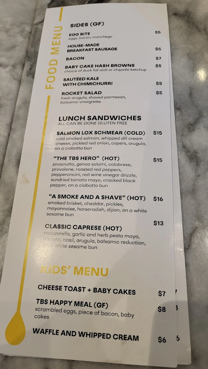 Menu, The Breakfast Shop