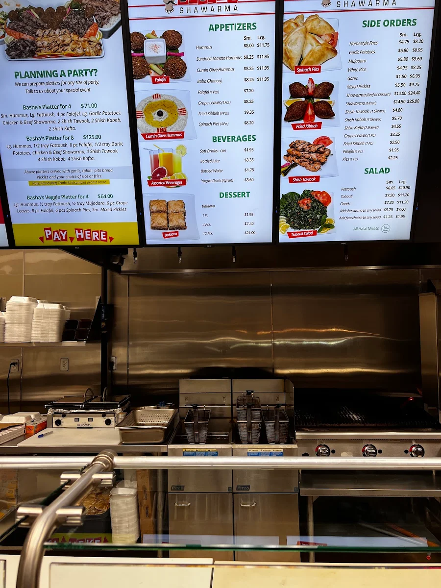 Menu, Basha's Shawarma