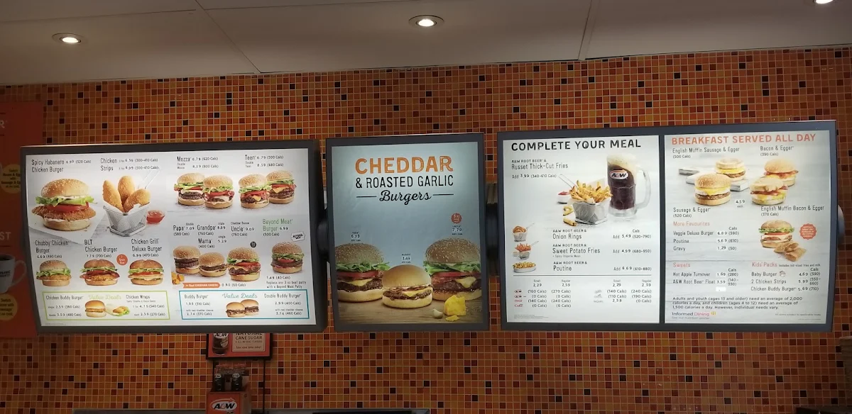 Menu, A&W Canada
